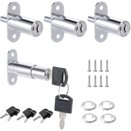 OHYER Pack of 4 Bolt Lock Cabinet Lock Lever Lock Sliding Door Lock Cylinder Furniture Lock Cylinder Furniture Filing Cabinet Lock Open Type for Administration Offices Warehouses and Construction