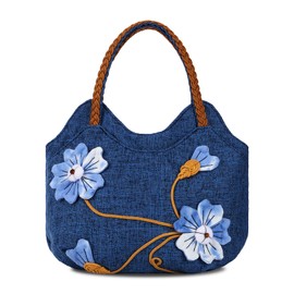 ArtsEye Top-Handle Handbag Canvas Zipper Cute Tote Bag for Women Floral Purses Lunch Bag (Sunflower)