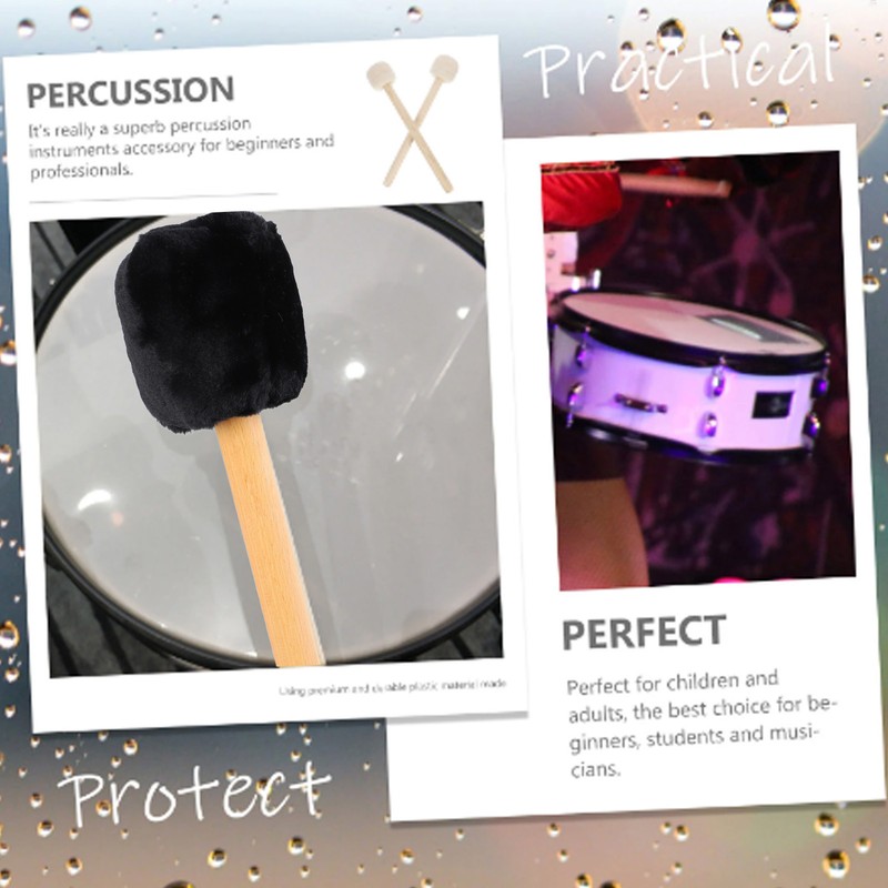 Drum Mallet Soft Felt Head Drumstick with Long Handle for