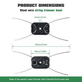 Suifaqi Upgrade Weed Wacker Attachments Blade, Weed Head Eater Replacement, Steel Wire Grass Trimmer Head for Electric Weed Trimmer with 5(0.2inch) Bore Size, 10pcs