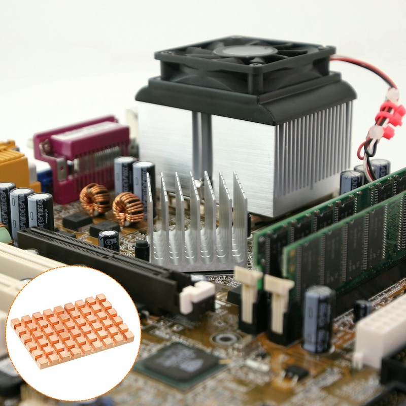 sourcing map Copper Heatsink with Conductive Thermal Pads for Solid