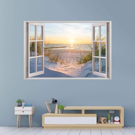 nikima Schönes für Kinder 153 Wall Sticker Window Baltic Sea Beach Maritime in 5 Sizes Sunset Wall Picture Wall Decoration Size 1500 x 1000 mm
