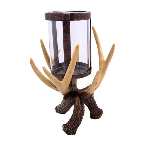 Antler Hurricane Candle Holder, Rustic Freestanding Home Decor, Outdoorsy Decoration,