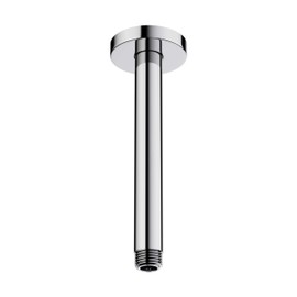 KIBI Circular 8 Inch Chrome Finish Ceiling Mounted Shower Arm | Durable Solid Brass Straight Arm for Rain Showerheads | Stylish Ceiling Mount Replacement for Bathroom Showers (SA0800CH)