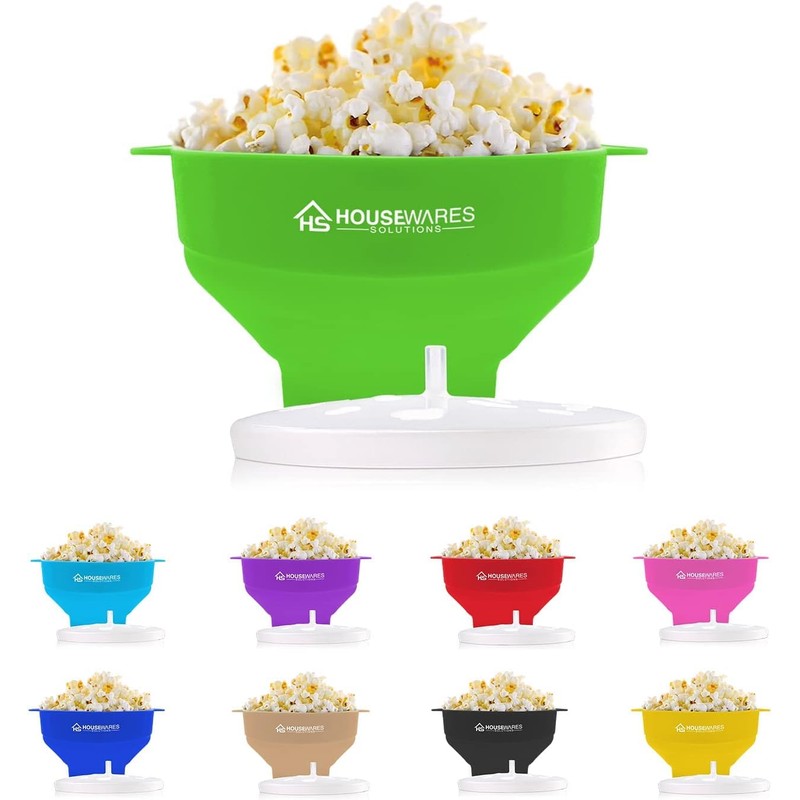 Collapsible Silicone Microwave Hot Air Popcorn Popper Bowl With Lid