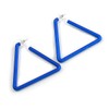 Large Blue Triangular Hoop Style Earrings - 65mm Tall