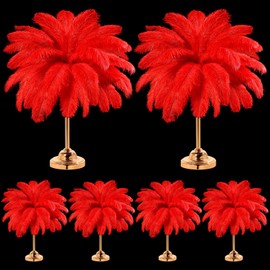 XunYee 100 Pcs Large Natural Ostrich Feathers Plumes Bulk for Centerpiece 16-18 Inch (40-45 cm) Feathers for DIY Crafts Christmas Wedding Party Decorations (Red)