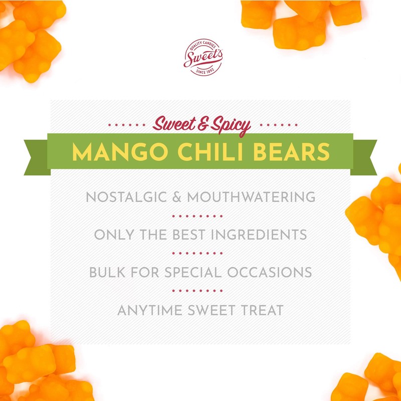 Mango Chili Bears Candy, Gummy Bear Bag, 16 Ounces