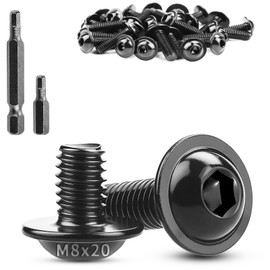TXXATX Pack of 20 Rounded Head Screws with Flange M8 x 20 mm Screws M8 Flat Head Screws ISO7380-2 Stainless Steel A2 V2A Black Rounded Head Hexagon Socket with H5 Screwdriver Bits for Table Legs