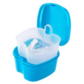 Denture Case Orthodontic Dental Retainer Box False Teeth Storage Container Dentures Container with Filter for Home & Travel