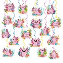 32Pcs Axolotl Hanging Swirl Birthday Party Supplies Swirl Axolotl Ceiling Hanging Decoration for Axolotl Birthday Party Hanging Ornaments Decoration