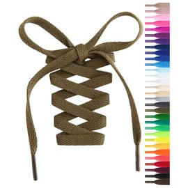 Handshop Flat Shoelaces 5/16" - Shoe Laces Replacements For Sneakers and Athletic Shoes Boots Army Green 48 inch (122cm)