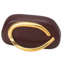 Vintage Handle Evening Clutch PU Handheld Purse Chain Shoulder Box Crossbody Elegant Mini Party Bag, Dark Brown, Mini