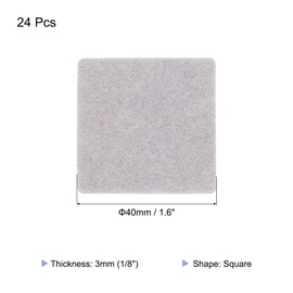 QUARKZMAN Pack of 24 Felt Furniture Pads, 1.6 Inch Square Small Felt Chair Leg Protectors Prevent Scratches for Furniture Hard Floor, Light Beige