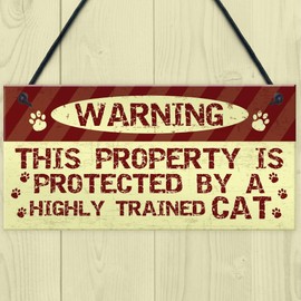 RED OCEAN Cat Signs And Plaques Beware Cat Sign Funny Cat Sign For Cat Owner Home Decor