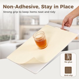 ALIUNI 100% EVA Shelf Liner for Kitchen Cabinet, 12" x 240" Drawer Liners Non Adhesive Non Slip Waterproof Plastic Paper, Dresser Pantry Bathroom Refrigerator Protector, Cream