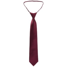 Konaka Men's Washable One-Touch Necktie, Zipper Type, For Business or Formal Use, Laundry Net Included, red (solid)