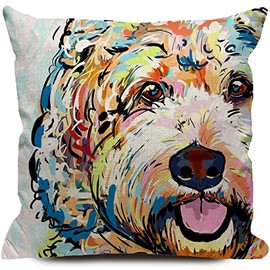 KEIROUTK Cushion Covers 45X45 Goldendoodle Labradoodle Pop Art Pet Portrait Home Decorative Throw Pillow Case Cushion Cover For Gift Home Couch Bed Car 18" X18"Square Pillowcase