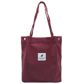 YDHfdc Corduroy Bag Large Shoulder Bag Women's Handbag Shopper Colourful Striped Tote Bag Beach Bag Shopper Fabric Bag for Everyday, Office, School and Shopping, red