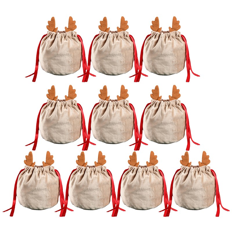 Christmas Drawstring Bag Antler Gift Bags Christmas Decorations Pouch Packaging