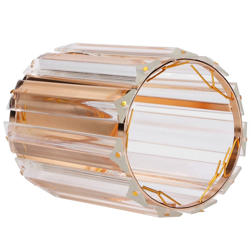 Cosmetic Brush Holder Transparent Glass Round Decorative Desktop Pen Storage