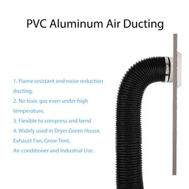 YIJUHOU 4 Inch 25FT Dryer Vent Hose, Non-Insulated Air Duct for Exhaust Fan Grow Tent, with 2 Clamps…
