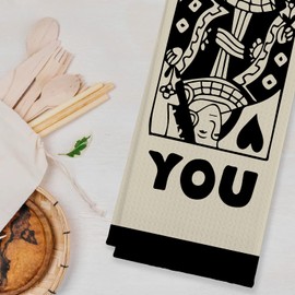 Poker Art Lucky You Queen Card Ace of Spades Playing Card Kitchen Towels & Tea Towels, Dish Cloth Flour Sack Hand Towel for Kitchen Decor,24 X 16 Inches Cotton Modern Dish Towels Dishcloths Set of 2