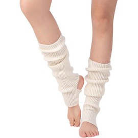 Guojanfon 1 Pair Fashion Yoga Socks for Women Girls Workout Socks Toeless Training Dance Leg Warmers (White)