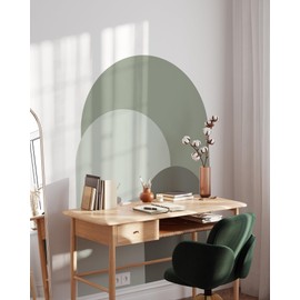 Coloritto Dusty Green Modern Arch Wall Decal | Peel and Stick Arch Wall Sticker | Removable Self Adhesive Boho Mural | Headboard Sticker (96" W x 72" H)