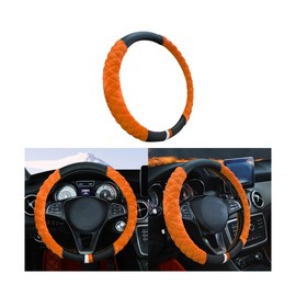 Zpana Car Steering Wheel Cover, Anti Slip Fluffy Vehicle Wheel Protector, 15 Inch Winter Plush Warm Automotive Wheel Protection Cover Accessories, Universal for SUV, Sedan, Truck(Orange)