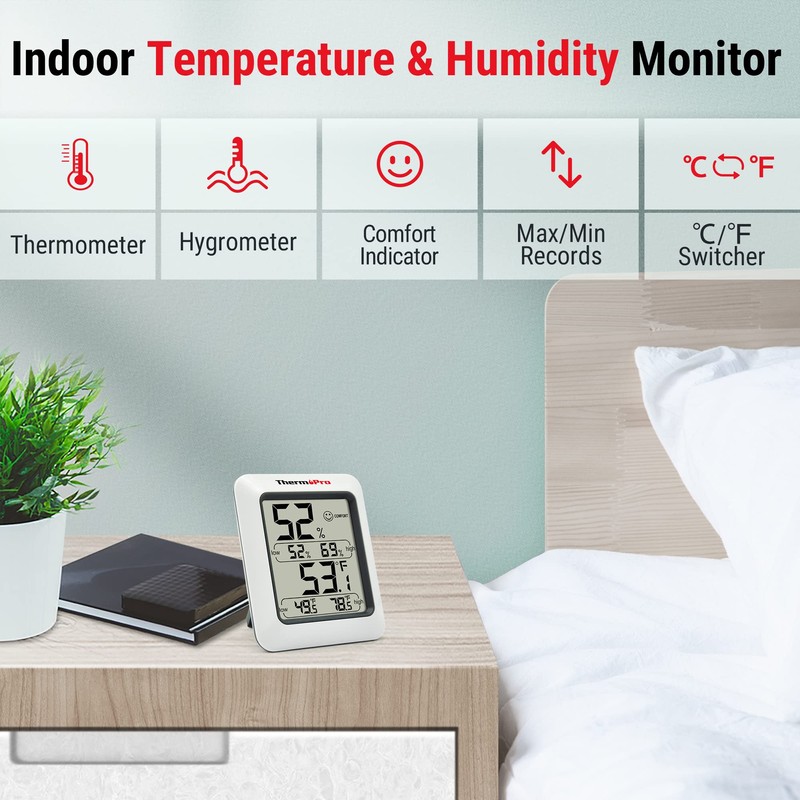 ThermoPro TP50 Digital Hygrometer Indoor Thermometer Room Thermometer and Humidity