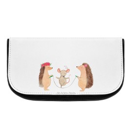 Mr. & Mrs. Panda Cosmetic Bag Hedgehog Rope Jumping - Gift, Cute Animal Motifs, Toiletry Bag, Good Mood, Makeup Bag, Toiletry Bag, Rope Skipping Cosmetic Bag, Mouse, Funny Sayings, Animals, Children, White, Hand drawn