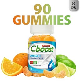 C-Boost - Gomitas con Omega 3 y Vitaminas C, E y D – Suplemento alimenticio, con ingredientes naturales y con Omega 3 y vitaminas C, E y D – 90 Gomitas/Pack, 2 g c/u