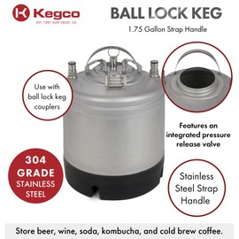 Kegco 3PKM175G-STH Keg, 1.75 Gallon, Stainless Steel