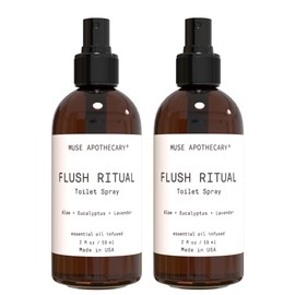 Muse Bath Apothecary Flush Ritual - Aromatic & Refreshing Toilet Spray, Use Before You Go, 2 oz, Infused with Natural Essential Oils - Aloe + Eucalyptus + Lavender, 2 Pack