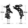 Rabbit Metal Garden Stakes Decorative,2 Pack Black Jump Rabbit Silhouette
