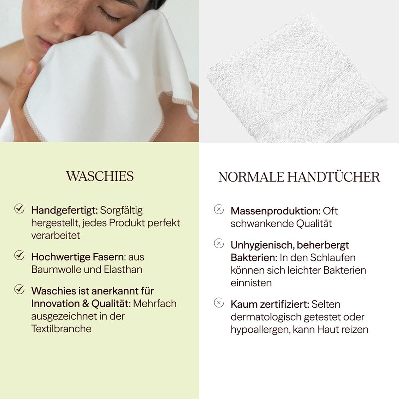 Waschies Fine Face Wipes - Set of 5 Beige/White -