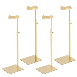 MCKECHSION Handbag Display Stand - Stainless Steel 4 Pack Purse Display Stand Hanging Hook Stands Adjustable Height Table Ornament for Home Store Boutique Counter, Titanium Gold