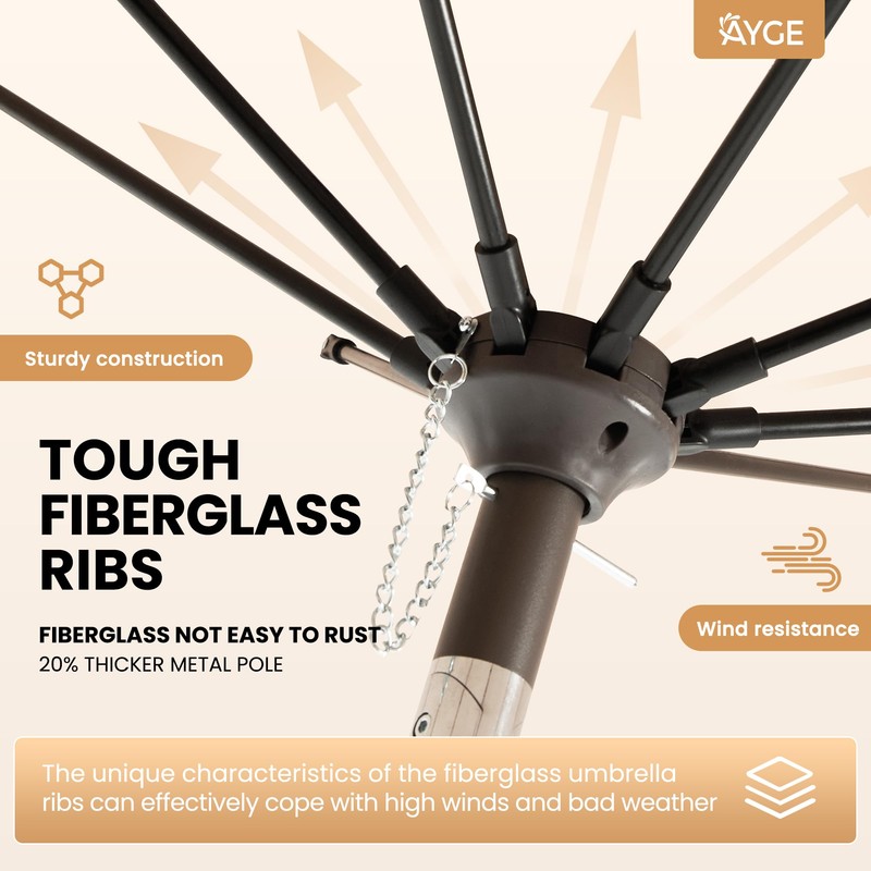 Ayge 9FT Large Outdoor Patio Umbrella Market Table Umbrella-UV Resistant,