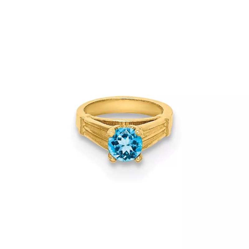 Unbranded 14K Yellow Gold 3D Ring with Aqua CZ Charm