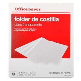 Office Depot Folder de Plastico con costilla | Tamaño Carta | 50 piezas | Transparente