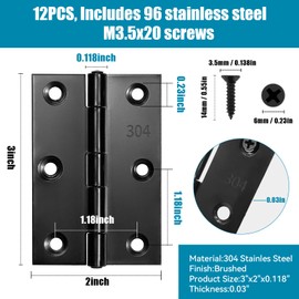 Black Door Hinges 3 Inch – 12 Pack Interior Hinges for Furniture, Wooden Box, Chest, Window, Case Lid, Durable Black Door Hinges for Home Use