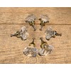 Clear Rose Cut Crystal Drawer Pull Gold Accent with Brass