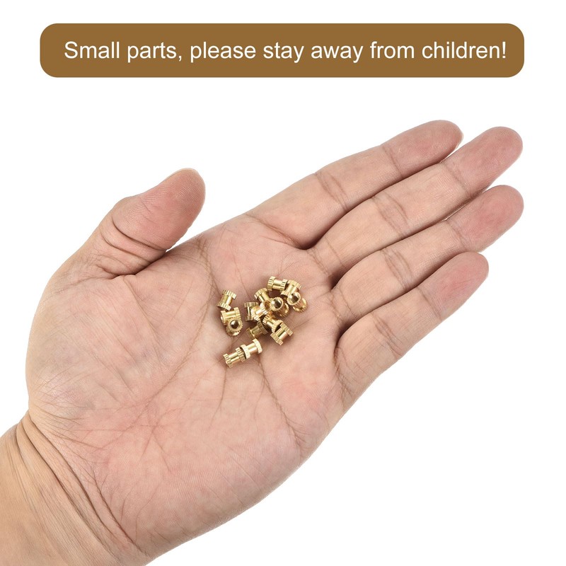 sourcing map M3 x 6mm(L) x 5mm(OD) Female Thread Brass