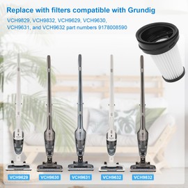 VCH9629 Replacement Filter, Activated Carbon Filter for Eureka Vacuum Filters,Grundig VCH9630 VCH9631 VCH9632 VCH9829 VCH9832,3 Pack Filter +1Cleaning Brush