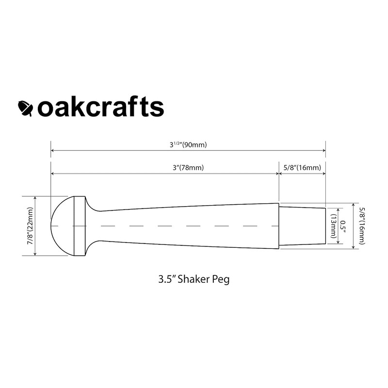 Oakcrafts - Oak Shaker Peg 3.5" - (Pack of 20)
