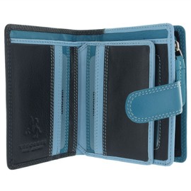 Visconti Leather Rainbow Collection Bali Purse RFID Blocking RB40 Blue Multi