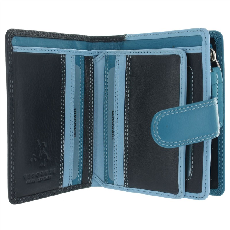 Visconti Leather Rainbow Collection Bali Purse RFID Blocking RB40 Blue