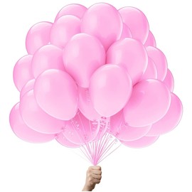 Pink Balloons, 100% Pure Natural Latex, Premium Quality, Latex Party Balloons, Metallic Balloons, Birthday Decoration, Colourful Balloons 50