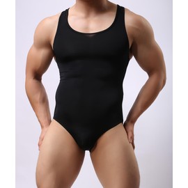 Utcelut Men's Slim One Piece Briefs Jumpsuit Athletic Bodysuit Base Layers Wrestling Singlet Large Black
